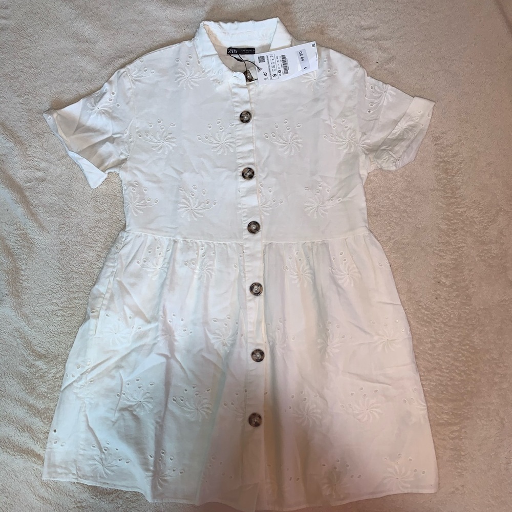 Zara button-down embroidered dress